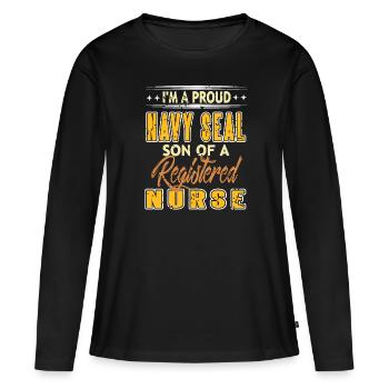 Je suis un fier NAVY SEAL Fils d’une infirmière autorisée - T-shirt manches longues Premium bio Femme - noir - Devant - Julia (174cm)