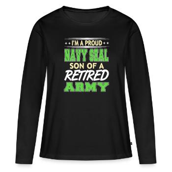 Je suis un fier NAVY SEAL Fils d’un rétro de l’armée à la retraite - T-shirt manches longues Premium bio Femme - noir - Devant - Julia (174cm)