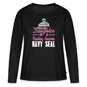 Fière fille d’un impressionnant NAVY Seal - T-shirt manches longues Premium bio Femme - noir - Devant - Julia (174cm)
