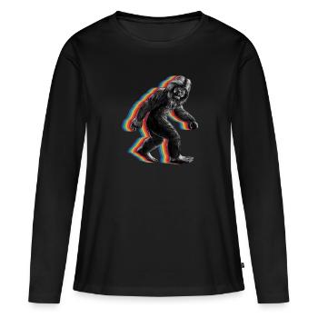Retro Bigfoot vintage Fun and Nostalgic Sasquatch - Frauen Premium Bio Langarmshirt - Schwarz - Vorne - Julia (174cm)