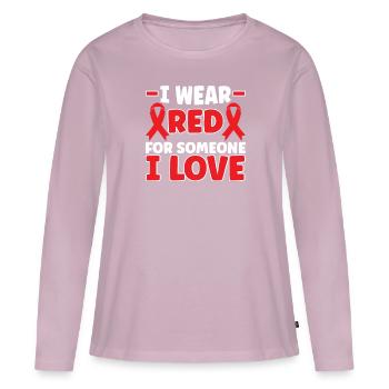 Maladie cardiaque - T-shirt manches longues Premium bio Femme - rose poudré - Devant - Julia (174cm)