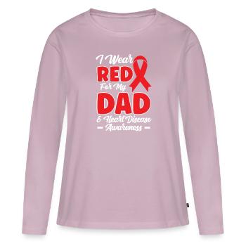 Maladie cardiaque - T-shirt manches longues Premium bio Femme - rose poudré - Devant - Julia (174cm)