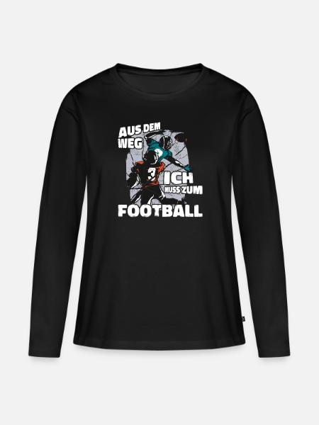 Aus Dem Weg Ich Muss Zum Football - Frauen Premium Bio Langarmshirt - Schwarz
