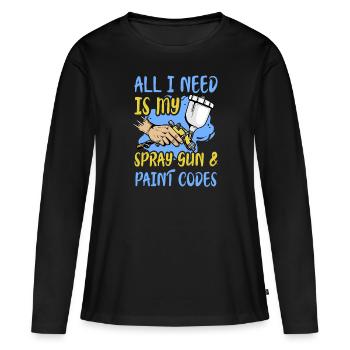 Auto Body Painter Auto Maler Sprayer - T-shirt manches longues Premium bio Femme - noir - Devant - Julia (174cm)