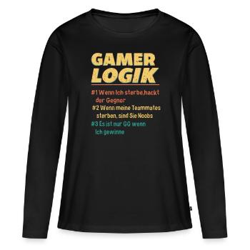 Gamer Logik Gaming Video Games Multiplayer Zocker - Frauen Premium Bio Langarmshirt - Schwarz - Vorne - Julia (174cm)