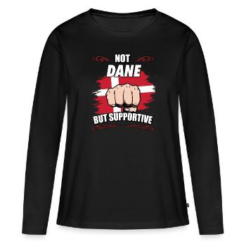 Pas Danois mais Danois de voyage de soutien - T-shirt manches longues Premium bio Femme - noir - Devant - Julia (174cm)
