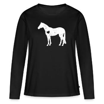 Horse Girl Gift Heart Lieblingstier - Frauen Premium Bio Langarmshirt - Schwarz - Vorne - Julia (174cm)