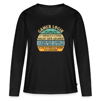 Gamer Logik Gaming Video Games Multiplayer Zocker - Frauen Premium Bio Langarmshirt - Schwarz - Vorne - Julia (174cm)
