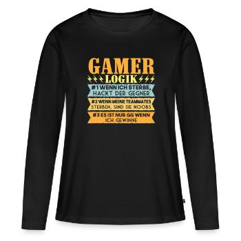 Gamer Logik Gaming Video Games Multiplayer Zocker - Frauen Premium Bio Langarmshirt - Schwarz - Vorne - Julia (174cm)