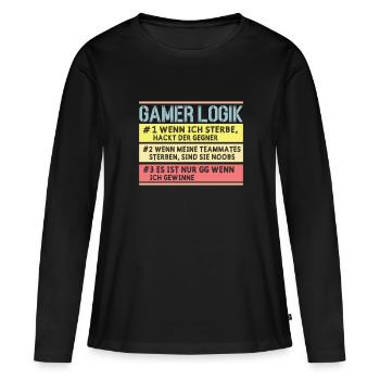 Gamer Logik Gaming Video Games Multiplayer Zocker - Frauen Premium Bio Langarmshirt - Schwarz - Vorne - Julia (174cm)