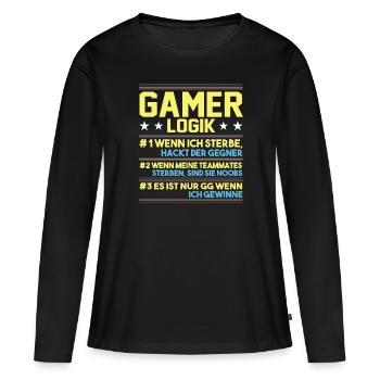 Gamer Logik Gaming Video Games Multiplayer Zocker - Frauen Premium Bio Langarmshirt - Schwarz - Vorne - Julia (174cm)