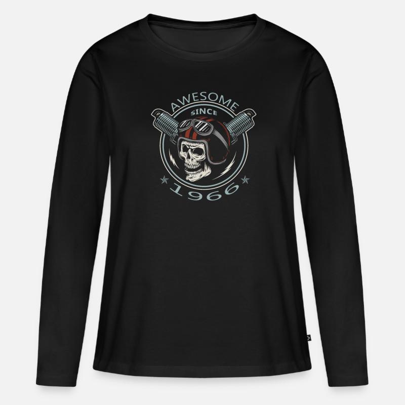 Awesome since 1966, Biker Geburtstag - Frauen Premium Bio Langarmshirt - Schwarz