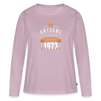 February 1973 born - Women's Premium Organic Long Sleeve Shirt - dusky pink - Front - Julia (174cm)