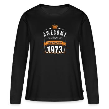 Februar 1973 geboren - Frauen Premium Bio Langarmshirt - Schwarz - Vorne - Julia (174cm)