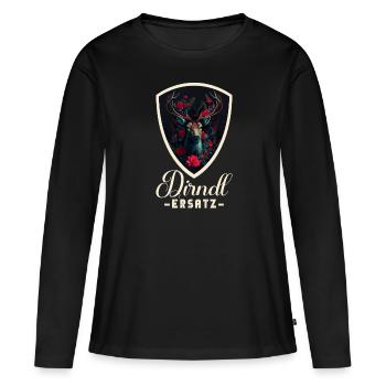 Dirndl Ersatz Dirndl Trachten Kostüm Dirndl Ersatz - Frauen Premium Bio Langarmshirt - Schwarz - Vorne - Julia (174cm)