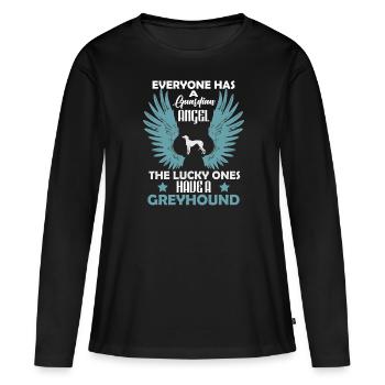 Tout le monde a un ange gardien, le chanceux - T-shirt manches longues Premium bio Femme - noir - Devant - Julia (174cm)