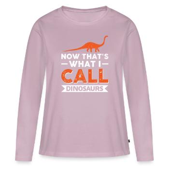 C’est ce que j’appelle les dinosaures - T-shirt manches longues Premium bio Femme - rose poudré - Devant - Julia (174cm)