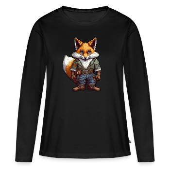 Renard roux cyber-punk post-apocalyptique - T-shirt manches longues Premium bio Femme - noir - Devant - Julia (174cm)