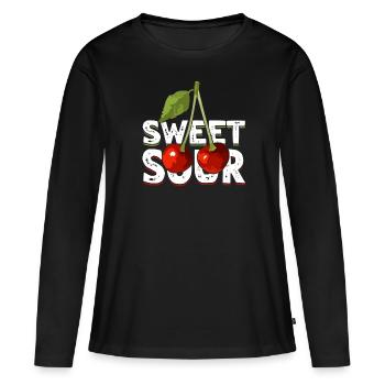 Sour cherries twin siblings design - T-shirt manches longues Premium bio Femme - noir - Devant - Julia (174cm)