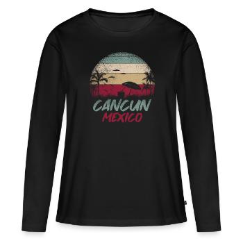 Cancun Mexique Yucatan vacances voyage de vacances - T-shirt manches longues Premium bio Femme - noir - Devant - Julia (174cm)