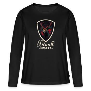 Dirndl Ersatz Dirndl Trachten Kostüm Dirndl Ersatz - Frauen Premium Bio Langarmshirt - Schwarz - Vorne - Julia (174cm)