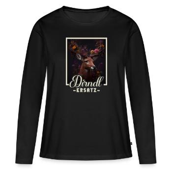 Dirndl Ersatz Dirndl Trachten Kostüm Dirndl Ersatz - Frauen Premium Bio Langarmshirt - Schwarz - Vorne - Julia (174cm)