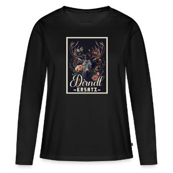 Dirndl Ersatz Dirndl Trachten Kostüm Dirndl Ersatz - Frauen Premium Bio Langarmshirt - Schwarz - Vorne - Julia (174cm)