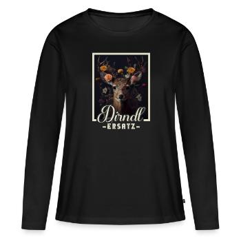 Dirndl Ersatz Dirndl Trachten Kostüm Dirndl Ersatz - Frauen Premium Bio Langarmshirt - Schwarz - Vorne - Julia (174cm)