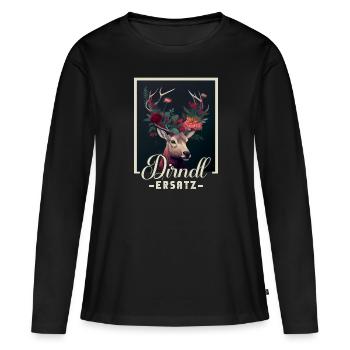 Dirndl Ersatz Dirndl Trachten Kostüm Dirndl Ersatz - Frauen Premium Bio Langarmshirt - Schwarz - Vorne - Julia (174cm)
