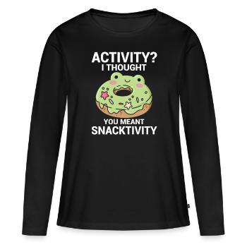 Activité Je pensais que vous vouliez dire grignotation - T-shirt manches longues Premium bio Femme - noir - Devant - Julia (174cm)