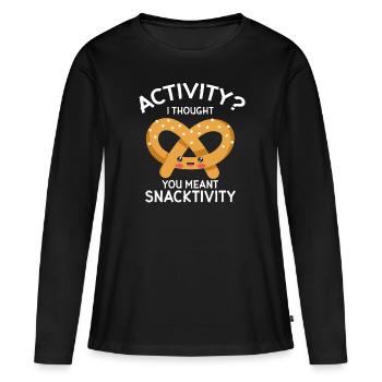 Snacks sucrés et snacks gourmands - T-shirt manches longues Premium bio Femme - noir - Devant - Julia (174cm)