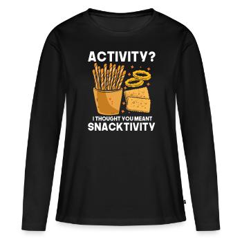 Activité Je pensais que vous vouliez dire grignotation - T-shirt manches longues Premium bio Femme - noir - Devant - Julia (174cm)