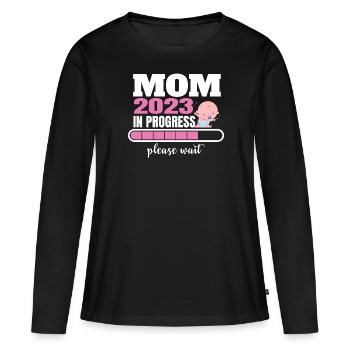 Maman 2023 courir s’il vous plaît attendre la grossesse - T-shirt manches longues Premium bio Femme - noir - Devant - Julia (174cm)