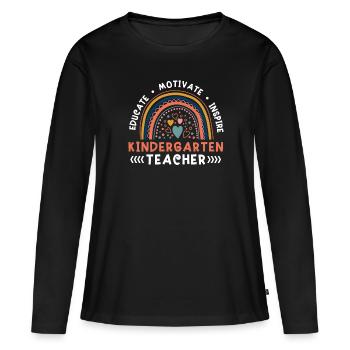 Former une enseignante de maternelle Motivant Inspirant - T-shirt manches longues Premium bio Femme - noir - Devant - Julia (174cm)