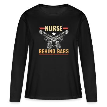 Infirmière derrière les barreaux Prison - T-shirt manches longues Premium bio Femme - noir - Devant - Julia (174cm)