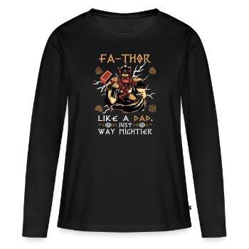 Vathor pour hommes - Fête des pères Cadeau de la fête des pères Viking - T-shirt manches longues Premium bio Femme - noir - Devant - Julia (174cm)