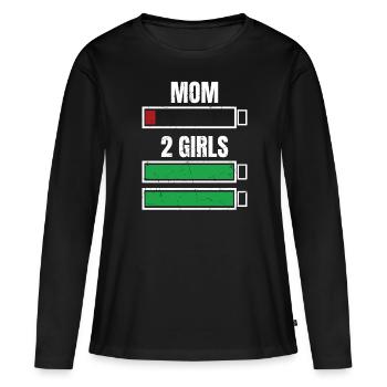 Mother of 2 girls humor family cheap - Women's Premium Organic Long Sleeve Shirt - black - Front - Julia (174cm)