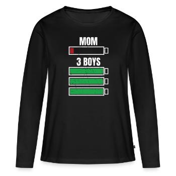 Mutter Von 3 Jungen Humor Geschenk Familie Günstig - Frauen Premium Bio Langarmshirt - Schwarz - Vorne - Julia (174cm)