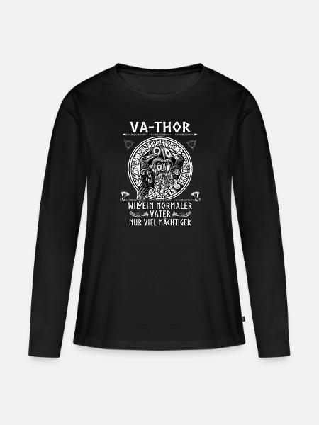 Herren Vathor - Vatertag Vatertagsgeschenk Viking - Frauen Premium Bio Langarmshirt - Schwarz