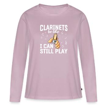 Clarinettiste Musiciens d’orchestre - T-shirt manches longues Premium bio Femme - rose poudré - Devant - Julia (174cm)