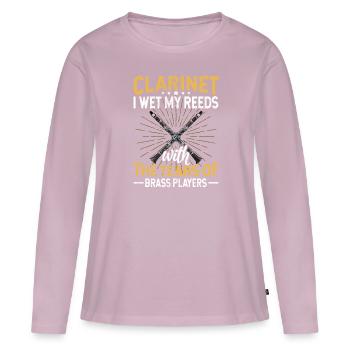 Clarinettiste Musiciens d’orchestre - T-shirt manches longues Premium bio Femme - rose poudré - Devant - Julia (174cm)