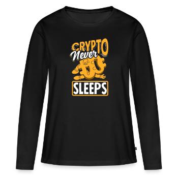 Crypto Never Sleeps Cryptocurrency BTC - Frauen Premium Bio Langarmshirt - Schwarz - Vorne - Julia (174cm)