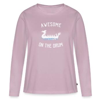 Bateau dragon nordique viking - T-shirt manches longues Premium bio Femme - rose poudré - Devant - Julia (174cm)