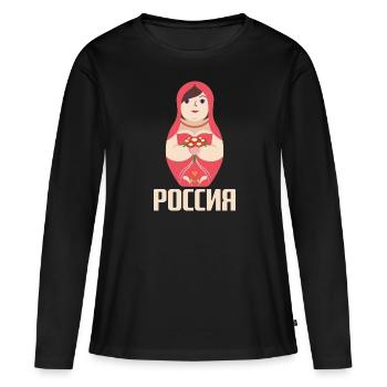 Matryoshka Krasavica Babushka Russie - T-shirt manches longues Premium bio Femme - noir - Devant - Julia (174cm)