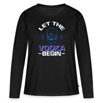 Que la vodka commence - T-shirt manches longues Premium bio Femme - noir - Devant - Julia (174cm)