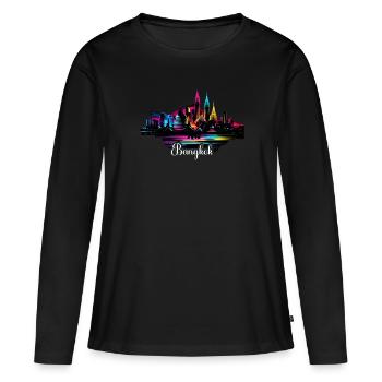 Bangkok Thailand Thai Travel Bangkok Outfit. - Frauen Premium Bio Langarmshirt - Schwarz - Vorne - Julia (174cm)