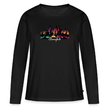 Bangkok Thailand Thai Travel Bangkok Outfit. - Frauen Premium Bio Langarmshirt - Schwarz - Vorne - Julia (174cm)
