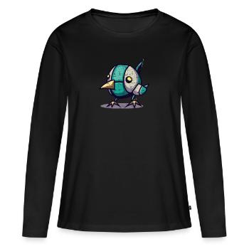 Robot Chick Bird - T-shirt manches longues Premium bio Femme - noir - Devant - Julia (174cm)