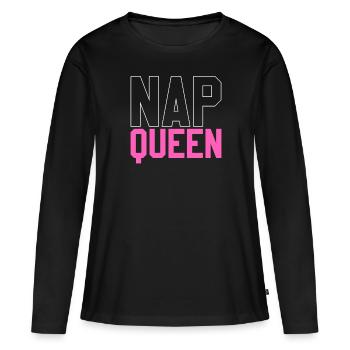 Nap Queen Schlafen Müde Schönheitsschlaf Schlaflos - Frauen Premium Bio Langarmshirt - Schwarz - Vorne - Julia (174cm)