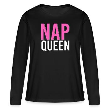 Nap Queen Schlafen Müde Schönheitsschlaf Schlaflos - Frauen Premium Bio Langarmshirt - Schwarz - Vorne - Julia (174cm)